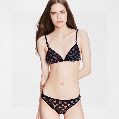 Black/Multicolor 2 Piece LV Swimsuit